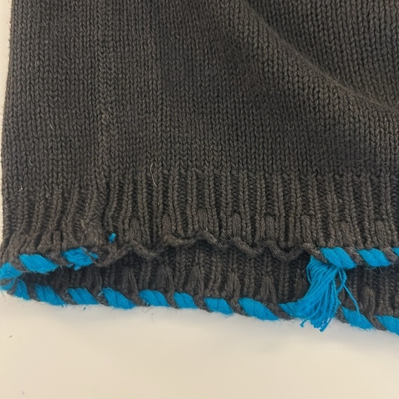 Victoria Jones Vintage Black Knit Aztec Boho Beaded Cowl Neck Sweater Size Large - Picture 8 of 8